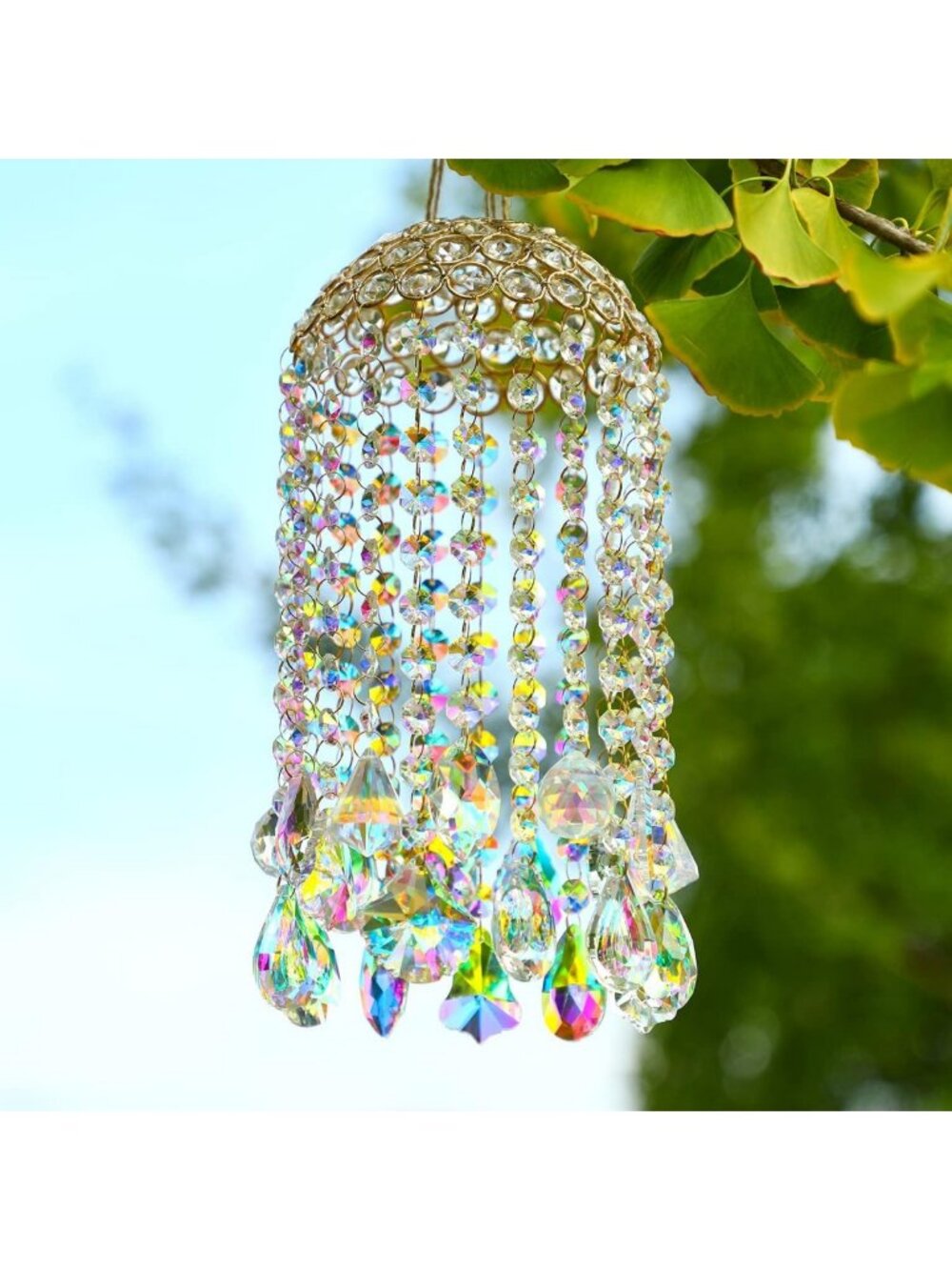 12.8'' Crystal Wind Chime Suncatcher for Indoor/Outdoor Decor - Beautiful Sound